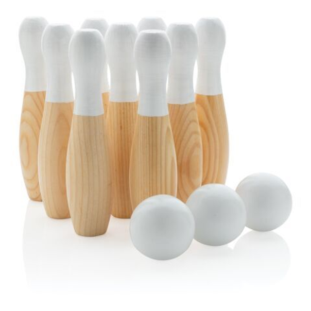 Wooden skittles set