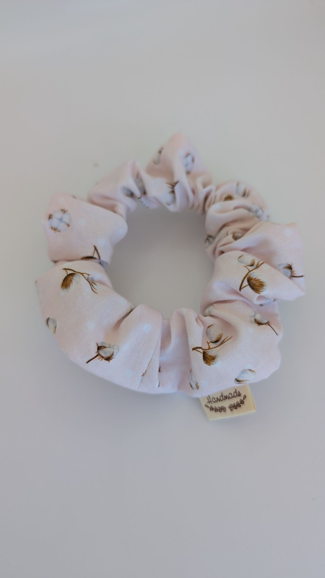 Chouchou rose poudré - "Fleur de coton"