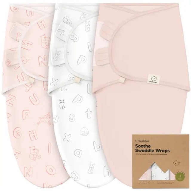 Soothe Babywickel für Babys von 0—3 Monaten, Schlafsack für Neugeborene, 3er-Pack, KeaBabies