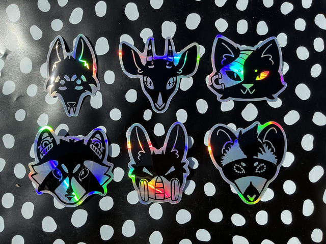 Holographic Cyberpunk Animal Stickers