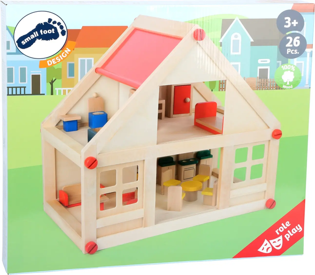 Wooden Dolls House with Furniture