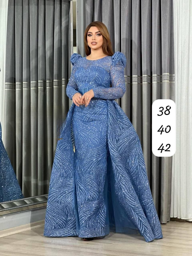 Robe de Mariée Sirène Bleu Manches longues / Réf : RMS71