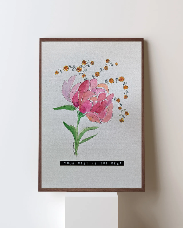 La Pivoine - Aquarelle originale A4 