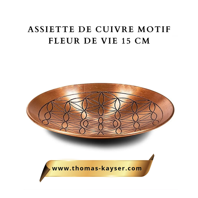 Assiette en cuivre Fleur de vie 15 cm
