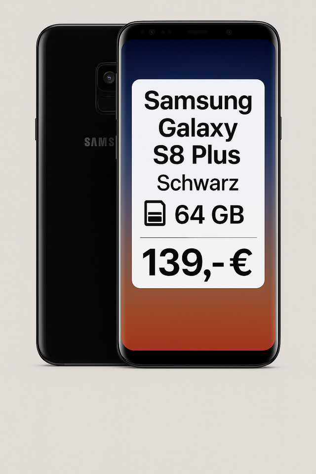 📱 Samsung Galaxy S8 PLUS – 64 GB – Schwarz (wie neu)
