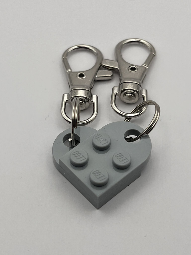 Lego Heart Keyring - Light Grey.