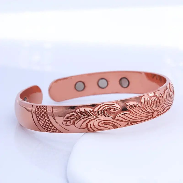 Bracelet magnétique en cuivre, bracelet de taille ouverte réglable, 