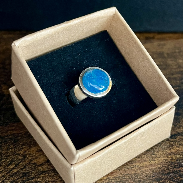 Bague en argent et Apatite - Taille 52