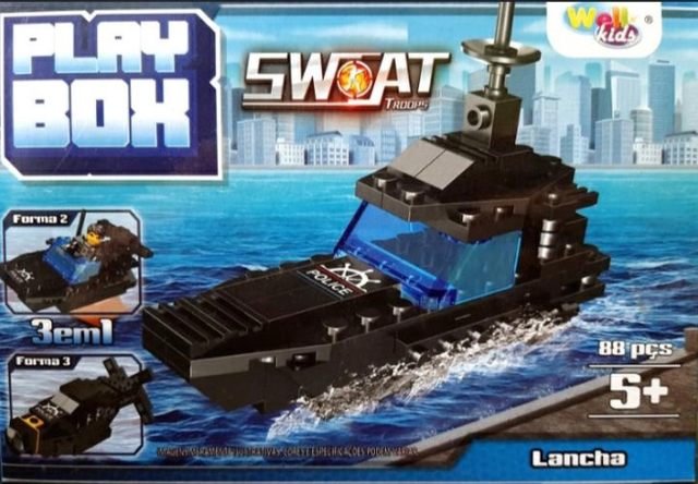 Blocos de Montar PlayBOX - Lancha POLICIA 