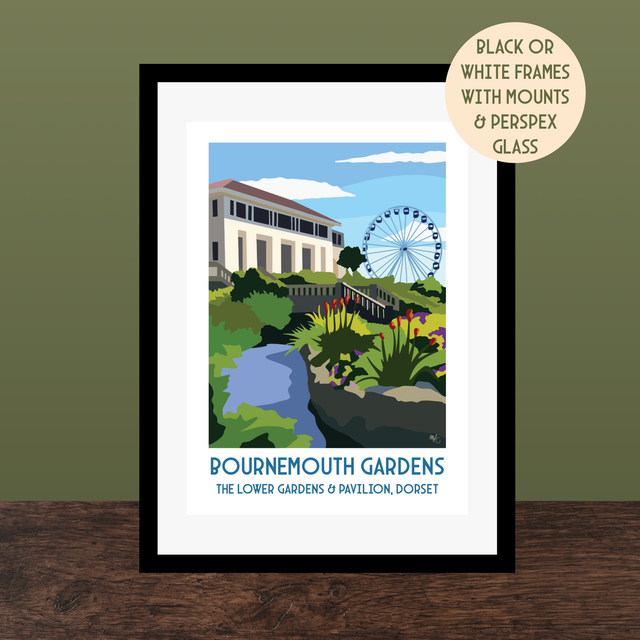 Bournemouth Gardens, Travel Poster Print - Vintage Style Dorset Wall Art