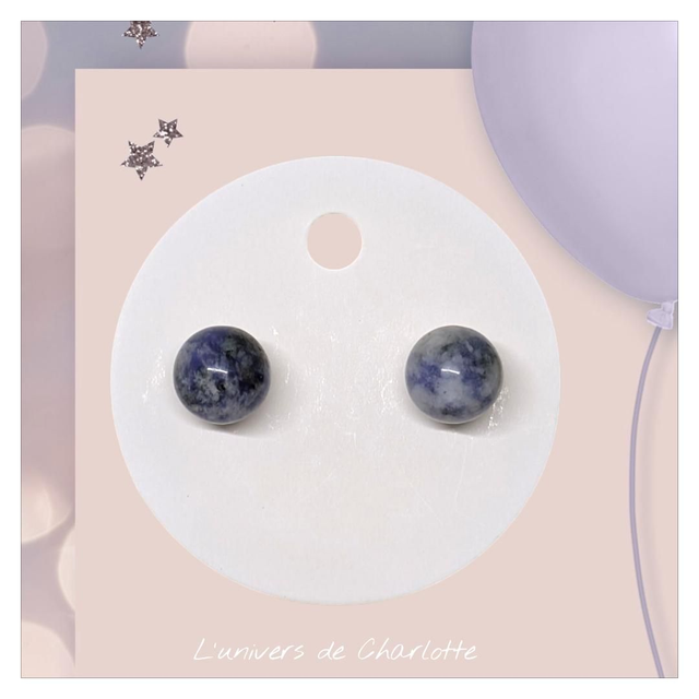 Boucles d&#039;oreilles &quot;Sodalite&quot; perle 8 mm