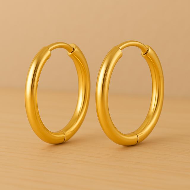 créoles rondes acier inoxydable dorées 18mm