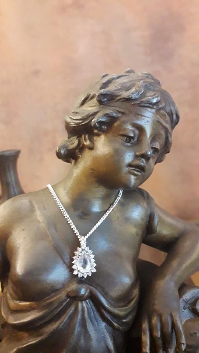 Pendentif aigue marine, zirconium, argent  925