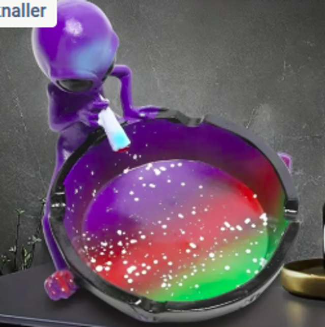 Luxe Alien decoratieve asbak paars (11cm diameter)