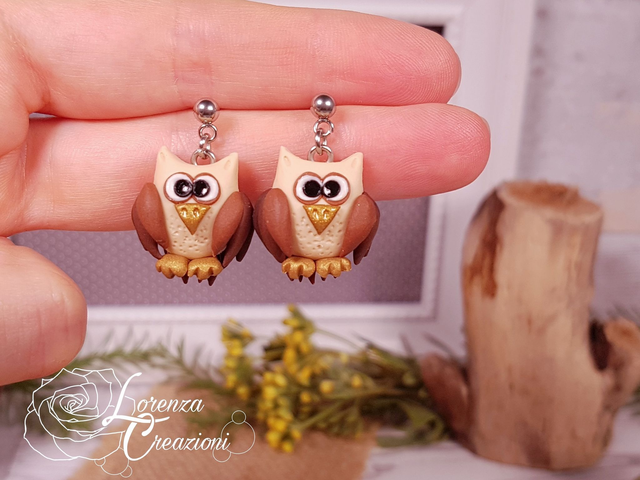 Orecchini pendenti gufo 
