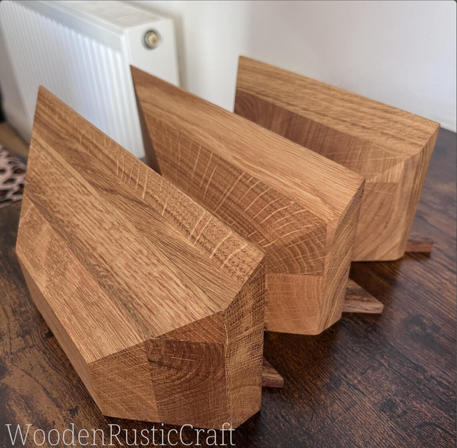 Boat Inspired Oak Wall Shelves — Set of 3