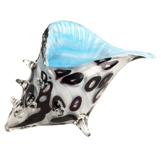 Conque en Verre Noire Blanche