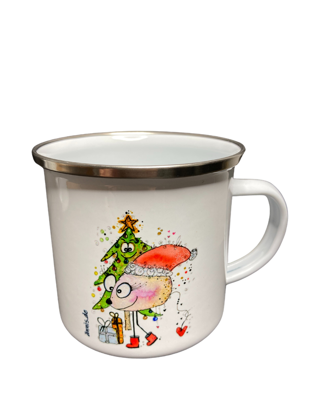 Emailletasse "Weihnachtsmaus"