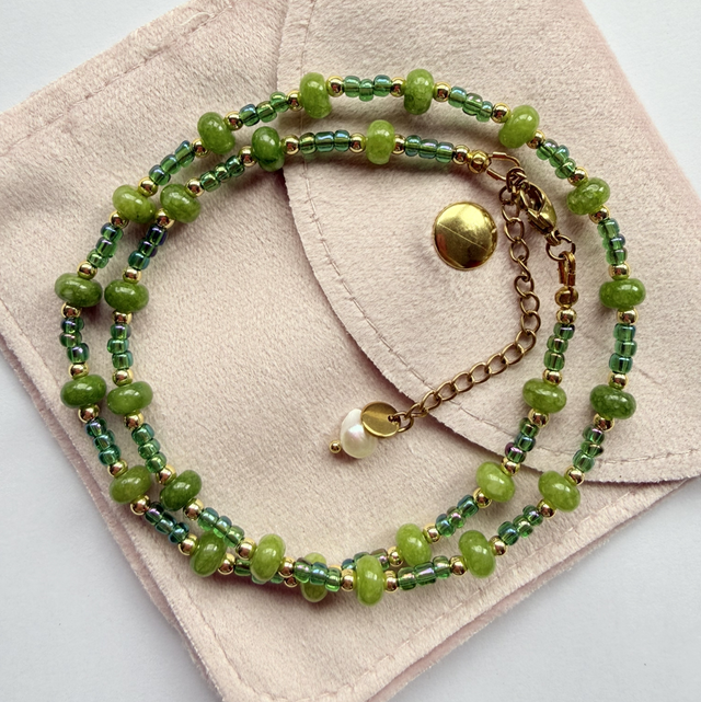 IVY - Green Beaded Choker Style Necklace