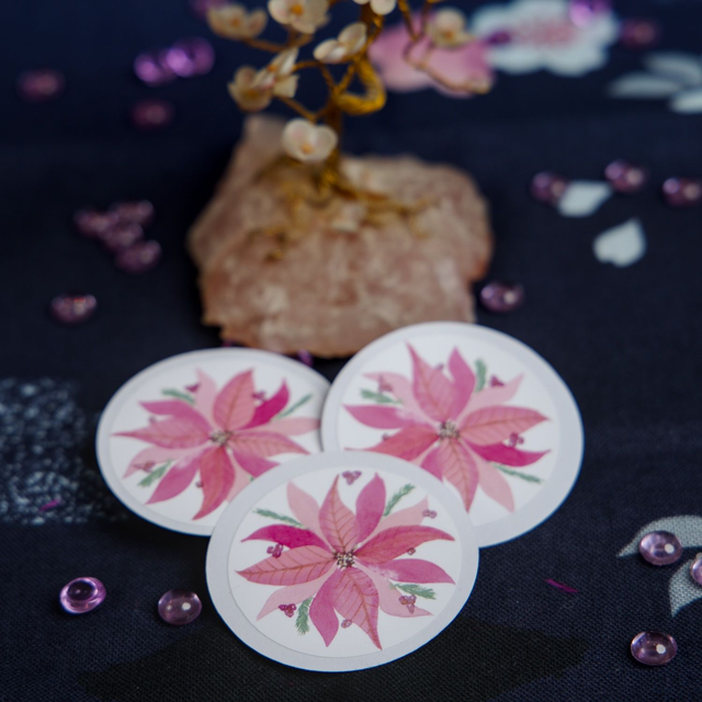 Lot de 3 stickers - Fleur de Noël