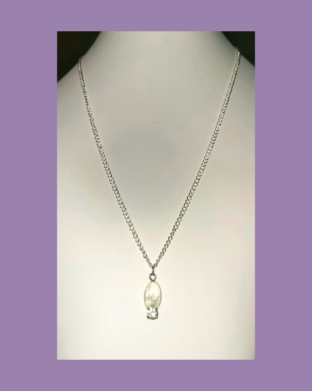 Simple Marble &amp; Diamanté Necklace