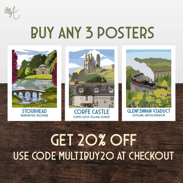 Highcliffe Castle, Travel Poster Print - Vintage Style Dorset Wall Art