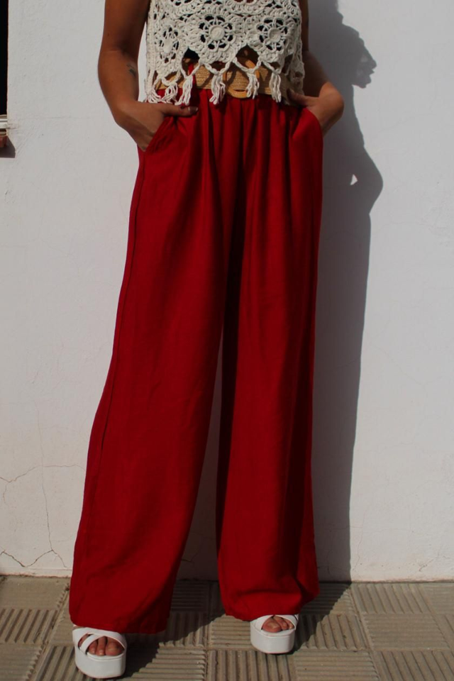 Pantalón Bolsillos Rojo