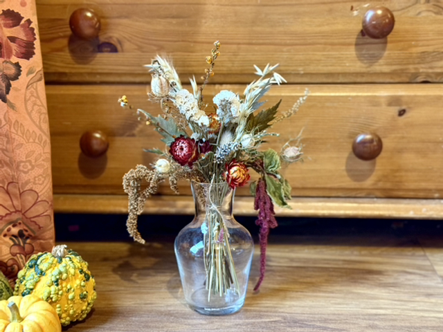 everlasting bright autumn tones dried flower bouquet