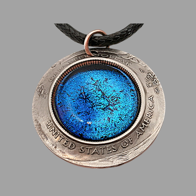 Dichroic Glass Coin Pendant From Quarter Dollar Coin