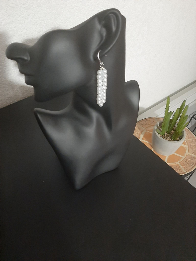 boucle d&#039;oreilles blanc  en perle acrylique en acier inoxydable