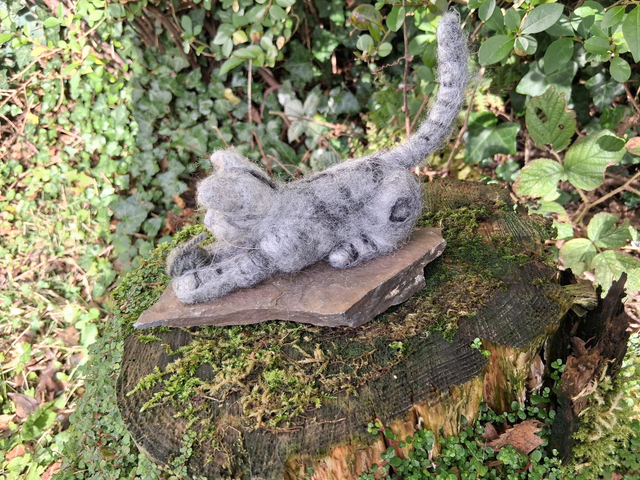Needle Felt Cat Silver Tabby: Luna