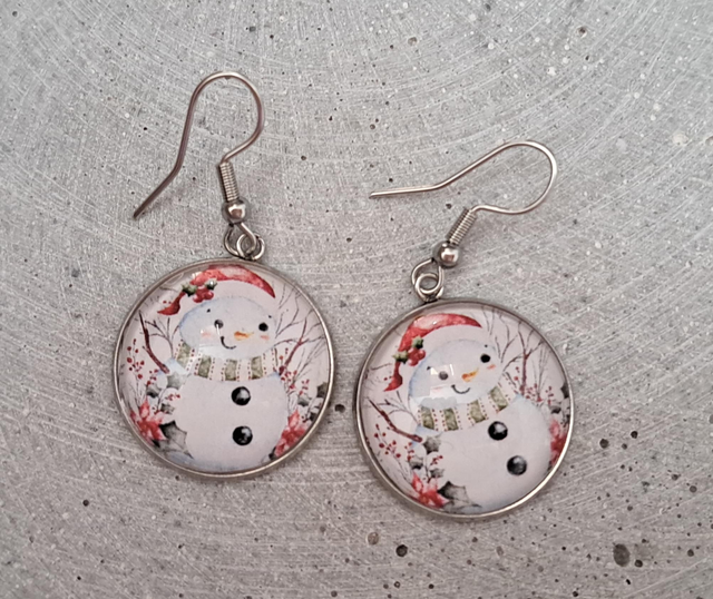 C - Risuinen lumiukko-korvakorut 