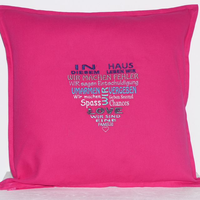 Kissenhülle pink „Familienherz“