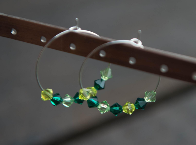 Boucles d'oreilles cristal vert