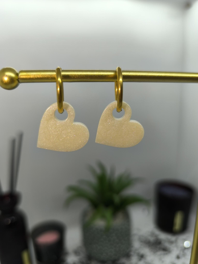 Pampilles interchangeables coeur beige nacré