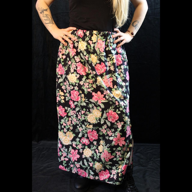 Floral Maxi Skirt With Slit