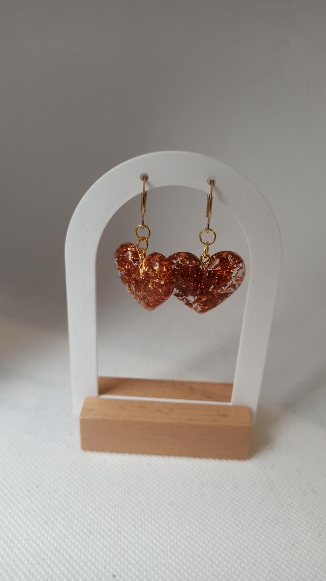 Boucle d'oreille coeur éclat de bronze BO152
