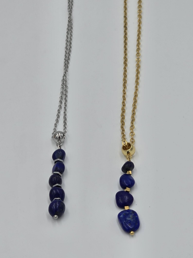 Collier Lapis lazuli acte acier inoxydable