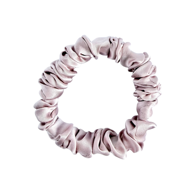 Chouchou en soie - Taille Skinny - Rose poudré