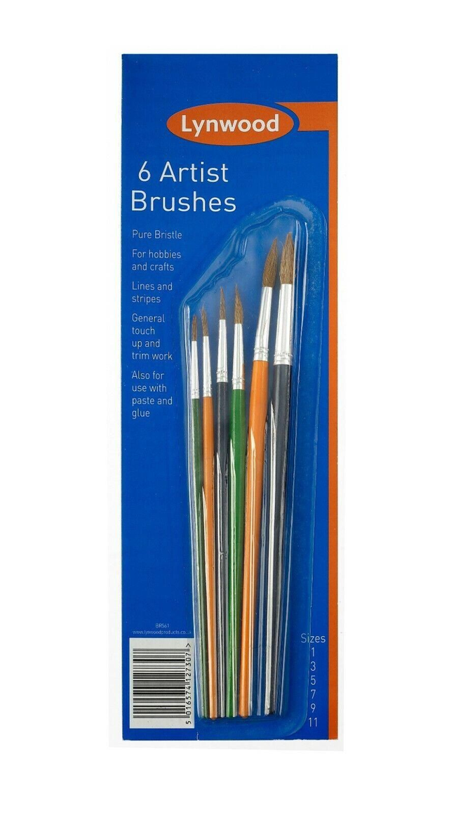 Artist Paint Brush Set Pure Bristle Fine Tip Pointed Detail Painting Brushes 6pc