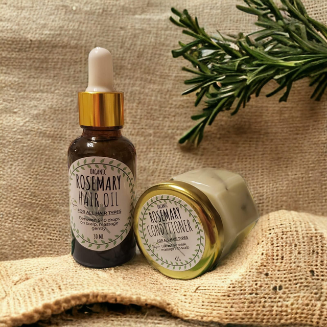 ORGANIC Rosemary hair care set - Oil 30ml &amp; conditioner 42g glass jar