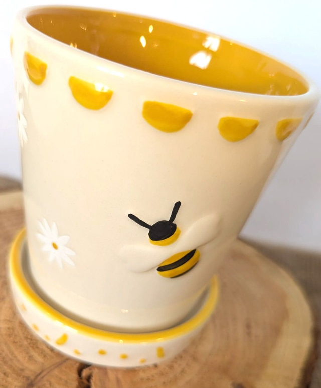 Small Bee Ceramic Planter and Tray