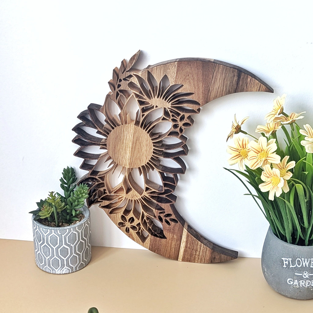 Lune fleurie en acacia