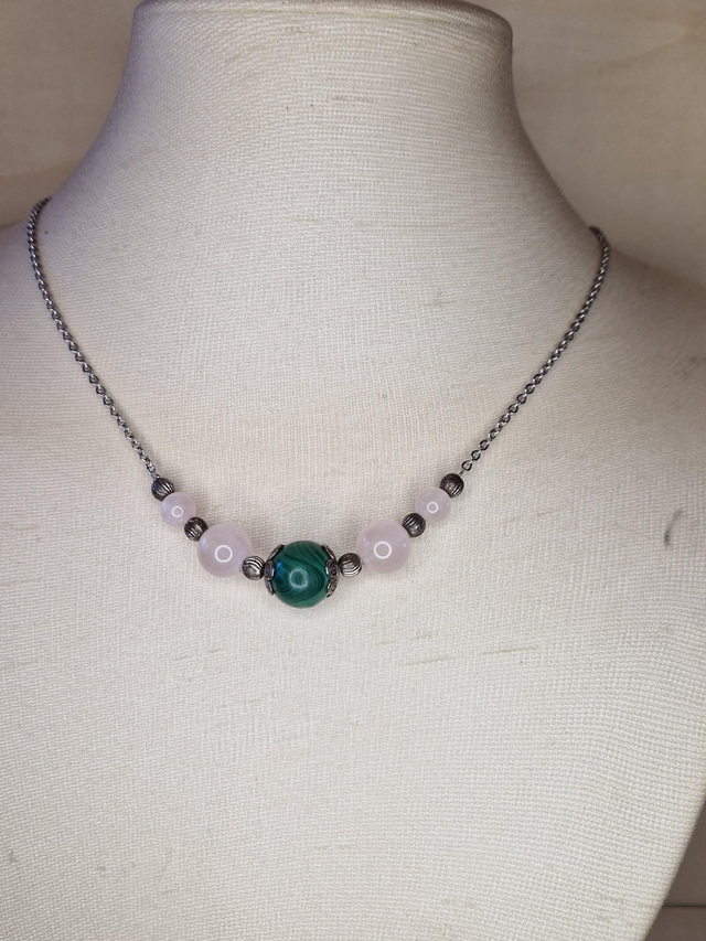 Malachite - Quartz rose / 046