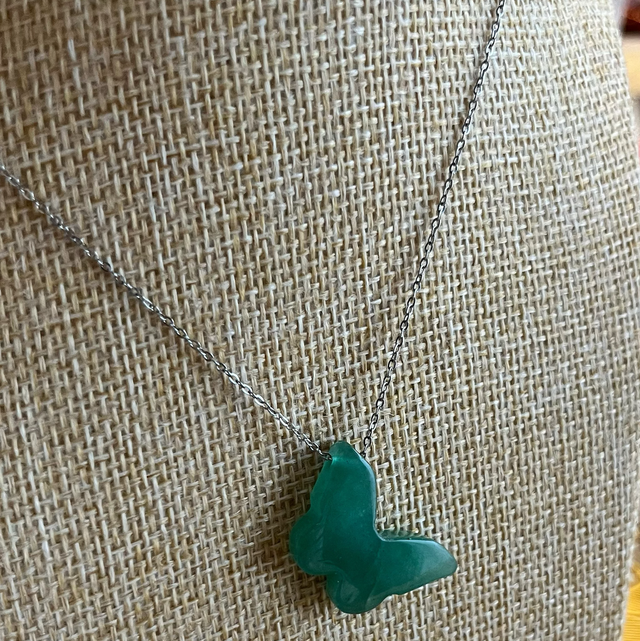 Pendentif Papillon aventurine verte