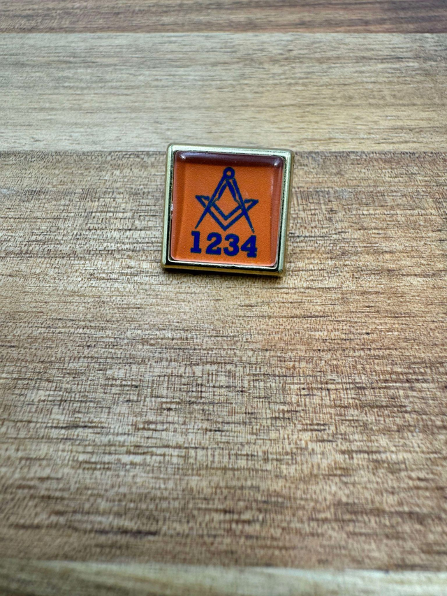 Custom Lodge Lapel Pin - Orange Square