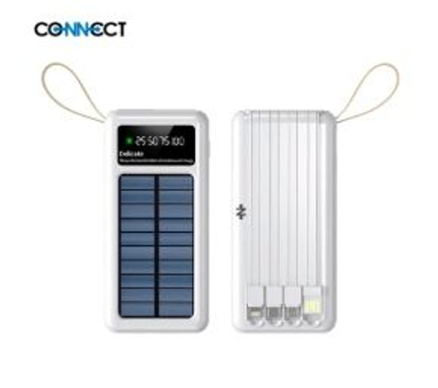 Batterie Externe Power Bank Solaire CONNECT MC-BESB01 10000mAh Blanc réf: 3000000302613