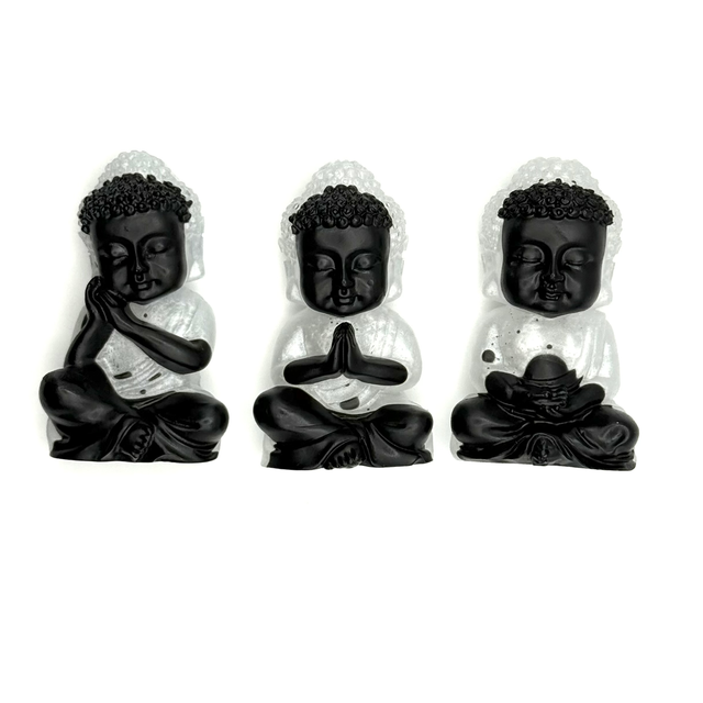 Bouddhas en noir et blanc lot de 3