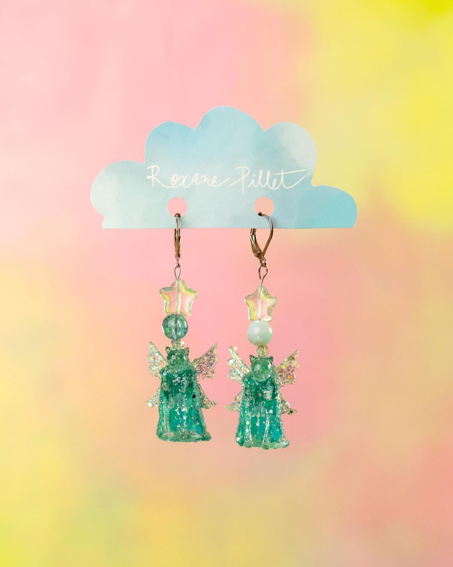 Boucles d'oreille "chat-fée" (modèle étoile)