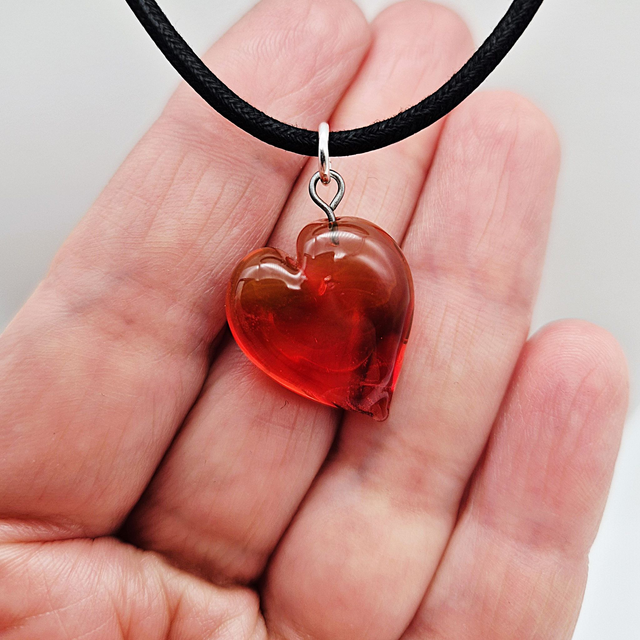Pendentif Cœur rose transparent